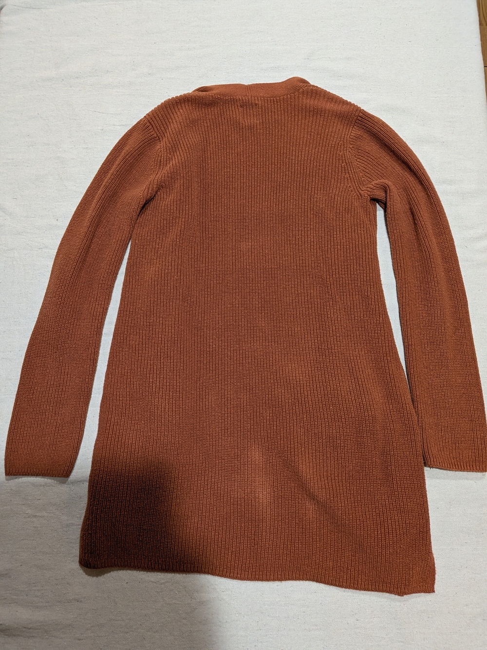 Women's Open Front Cardigan Sweater in Deep Orange - Picture 2 of 9